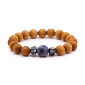 Bracelet Chakra Gorge "Communication et Expression" - 10 mm - Cèdre & Sodalite