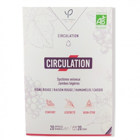 Ampoules Bio Circulation 20×10 ml – Vigne Rouge, Raisin Rouge, Hamamélis et Cassis